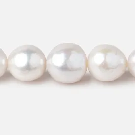 10-12.5mm White Off Round Freshwater Pearls 16 inch 34 Beads AA