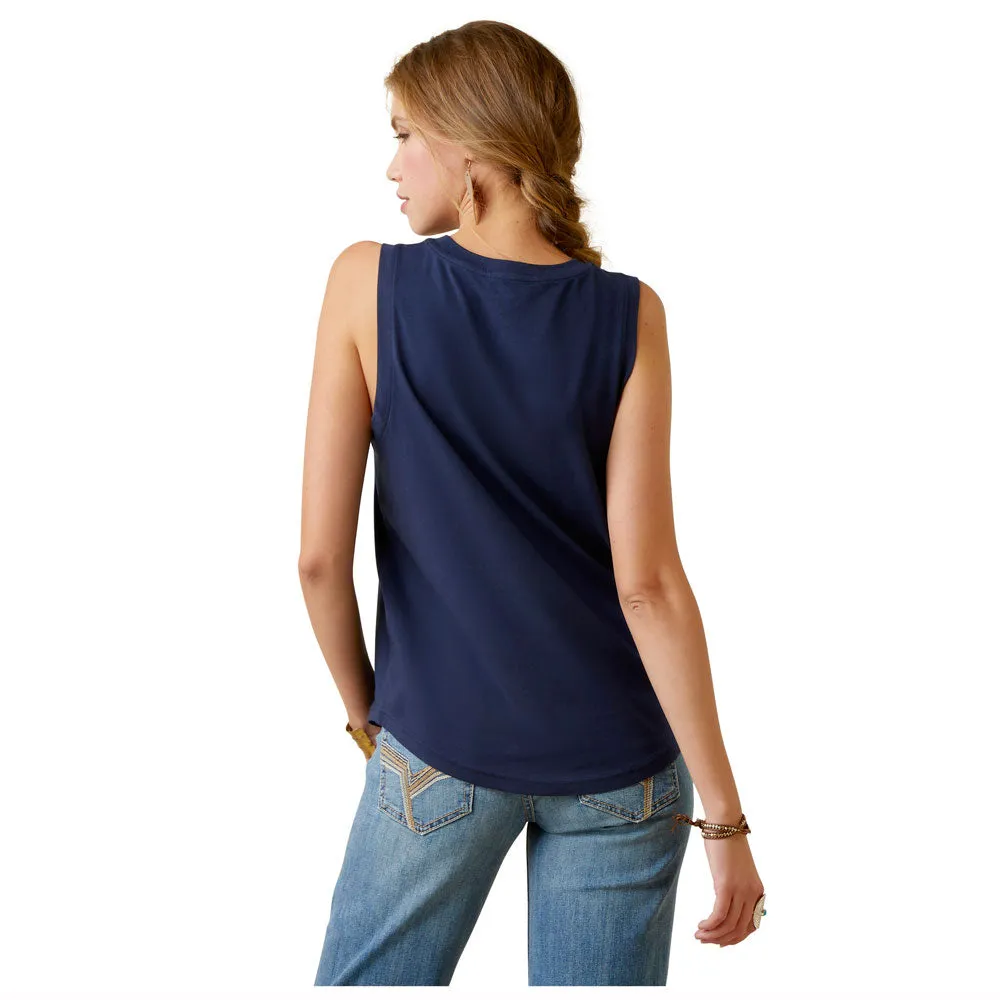 10045089 Ariat Women's Retro Tank Top - Navy Eclipse