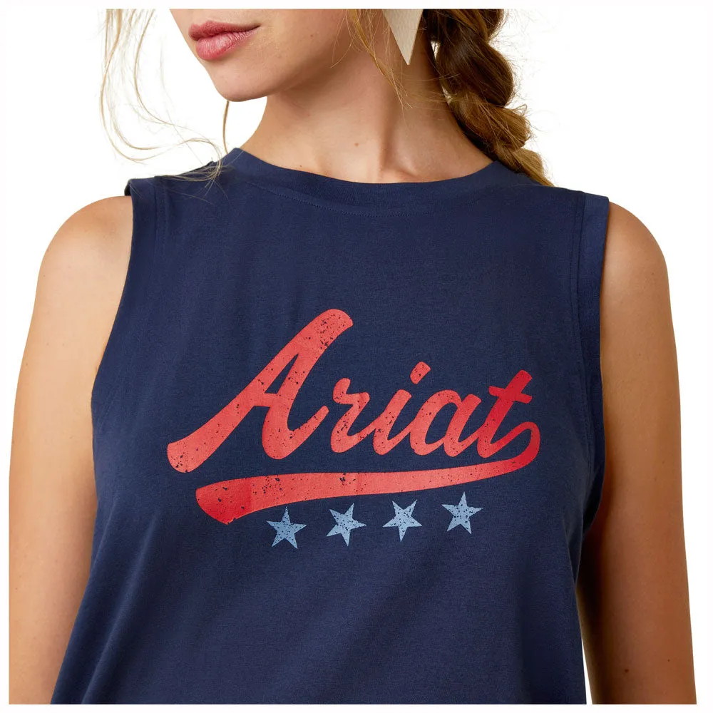 10045089 Ariat Women's Retro Tank Top - Navy Eclipse