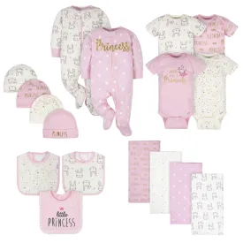 17-Piece Baby Girls Little Princess Apparel & Blankets Set