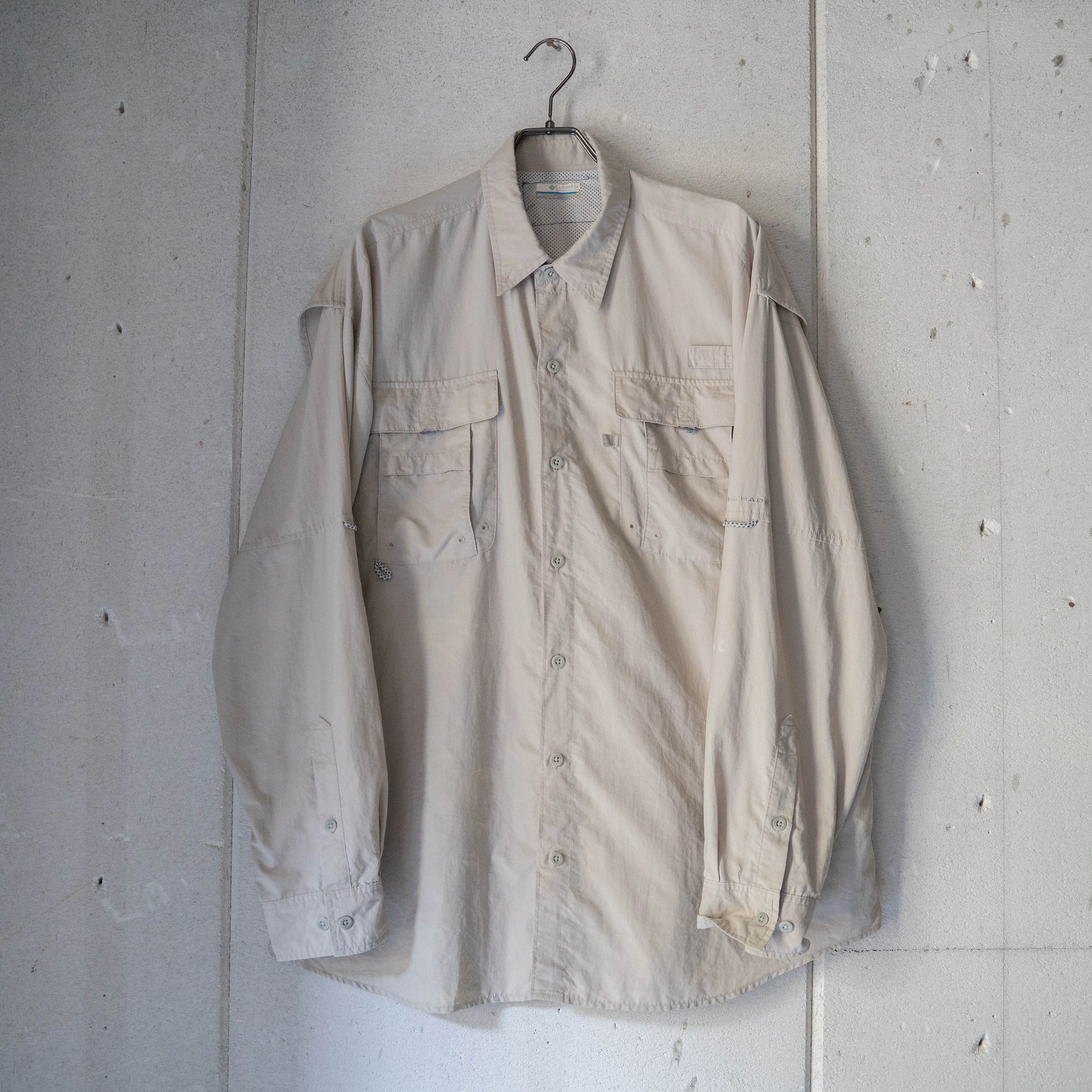 1990-2000s Columbia light beige color fishing shirt　