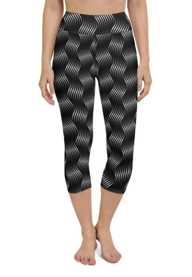 3D Black Pattern Yoga Capris