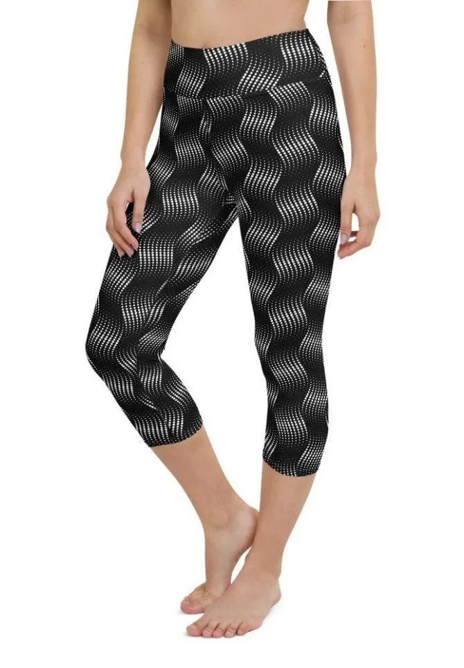 3D Black Pattern Yoga Capris