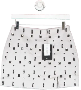 4th & Reckless Metallic Daphne Silver Embellished Mini Skirt UK 6