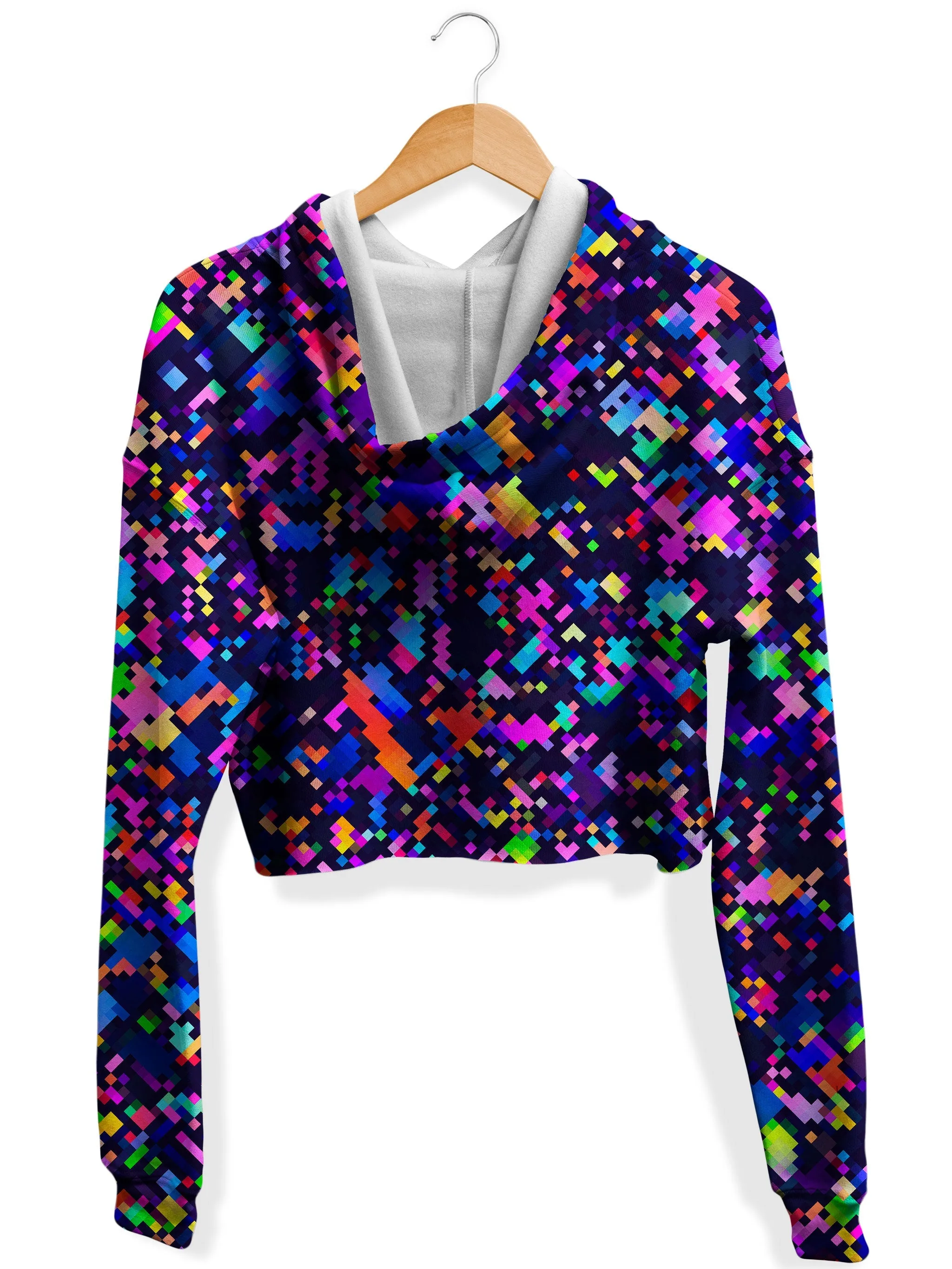 8-Bit Confetti Fleece Crop Hoodie