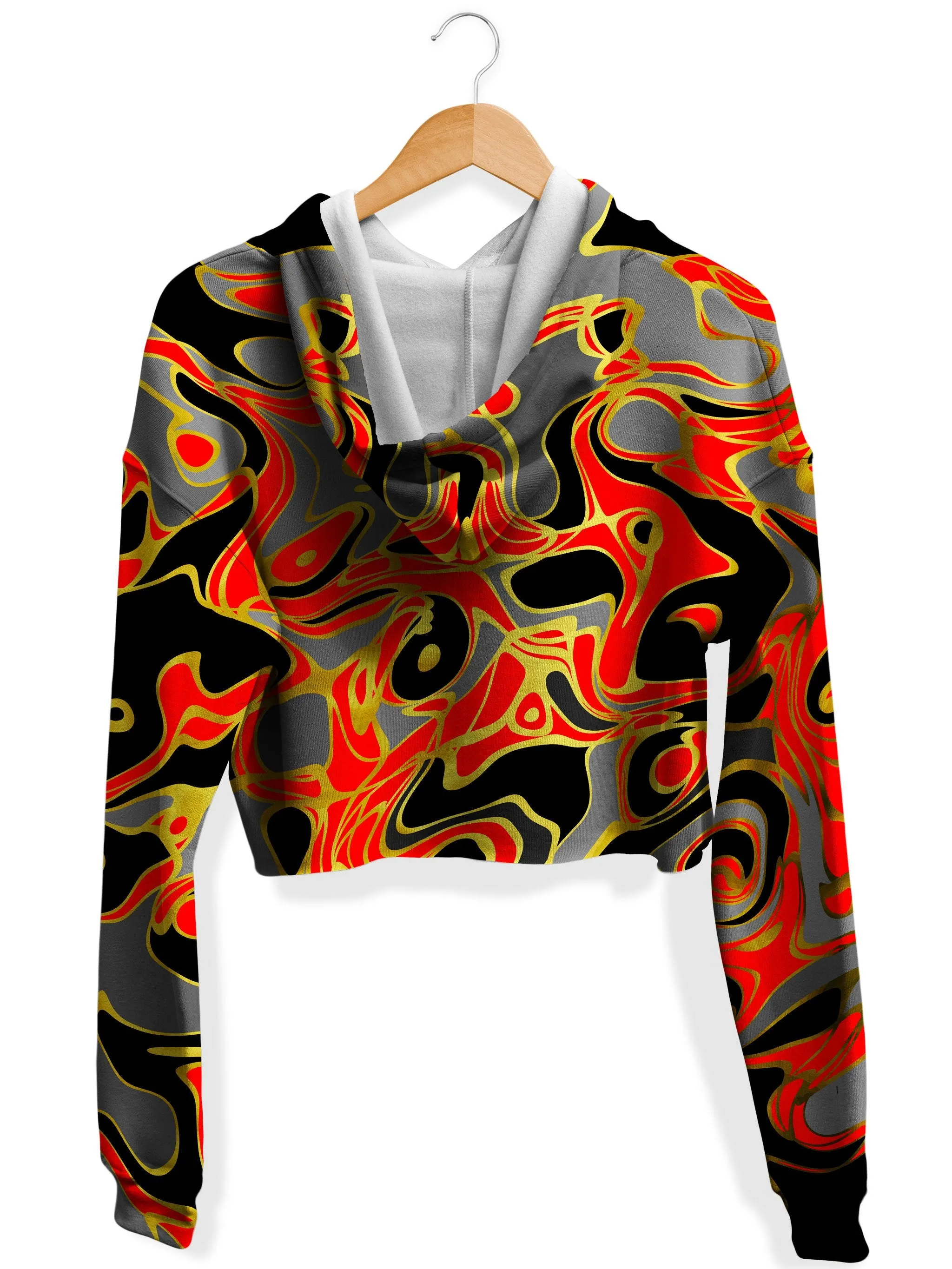 Abstract Journey Fleece Crop Hoodie