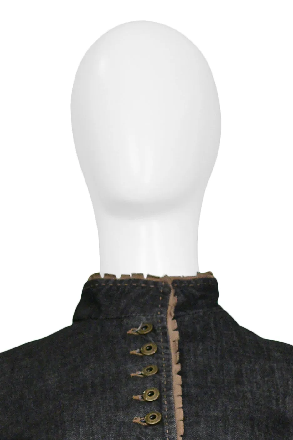 Alexander McQueen Irere 2003 Black Denim Coat with Laces