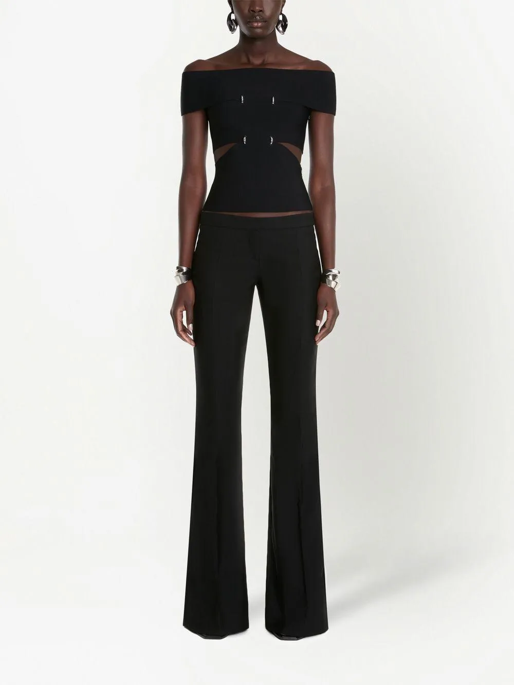 ALEXANDER MCQUEEN Black Flared Trousers for Women - SS23 Collection