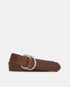 American Bison Belt in Cognac Leather with Oring Buckles