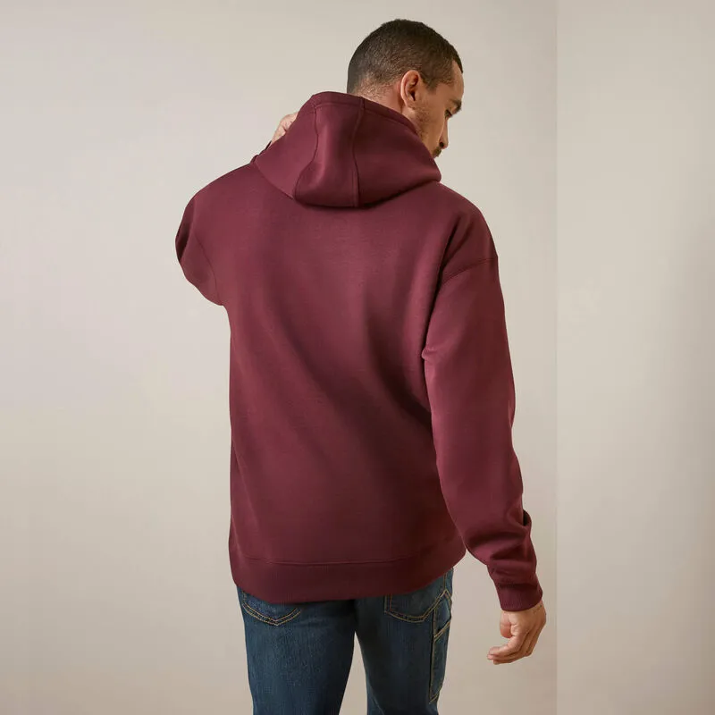 Ariat Men's Rebar Logo Hoodie in Malbec & Brick Red