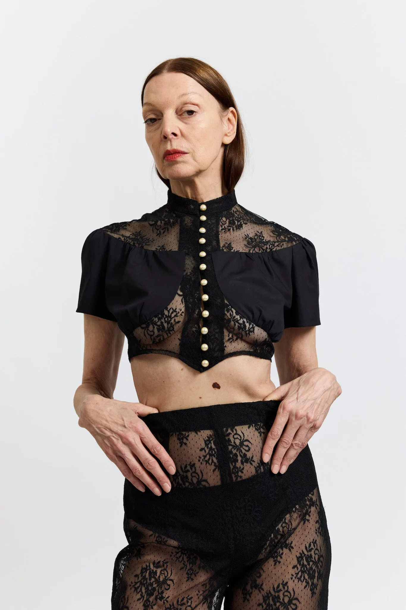 Ashlyn Blouse in Black Lace