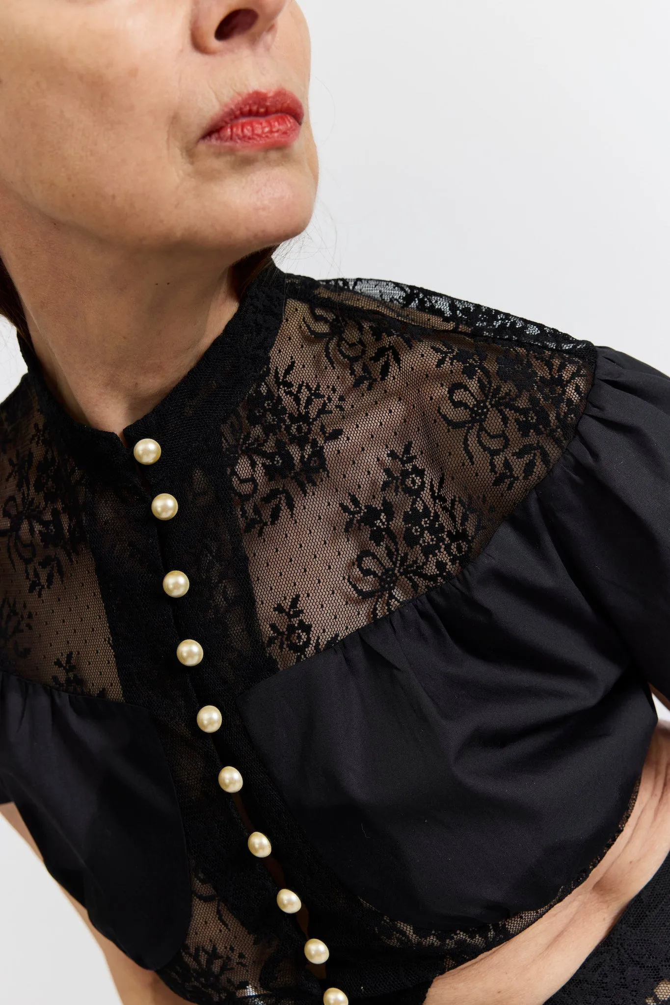 Ashlyn Blouse in Black Lace