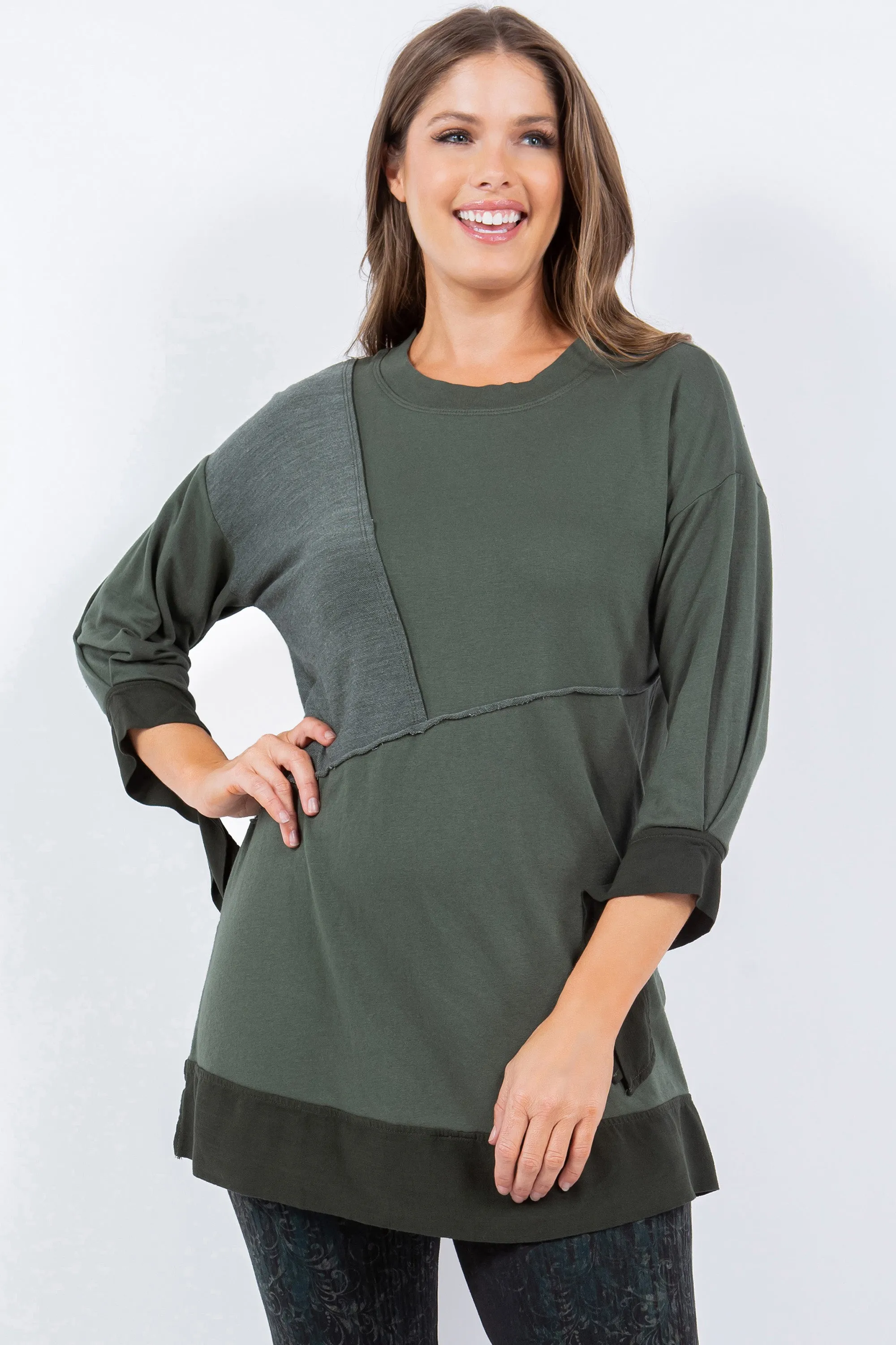 Asymmetrical Panel Baby French Terry Tunic