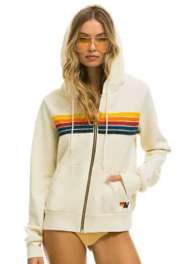 Aviator Nation Women's 5 Stripe Zip Hoodie - Vintage White