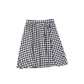 Bace Collection Navy Flannel Gingham Waisted Flare Skirt