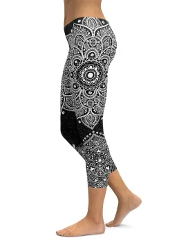 B&W Mandala Capris