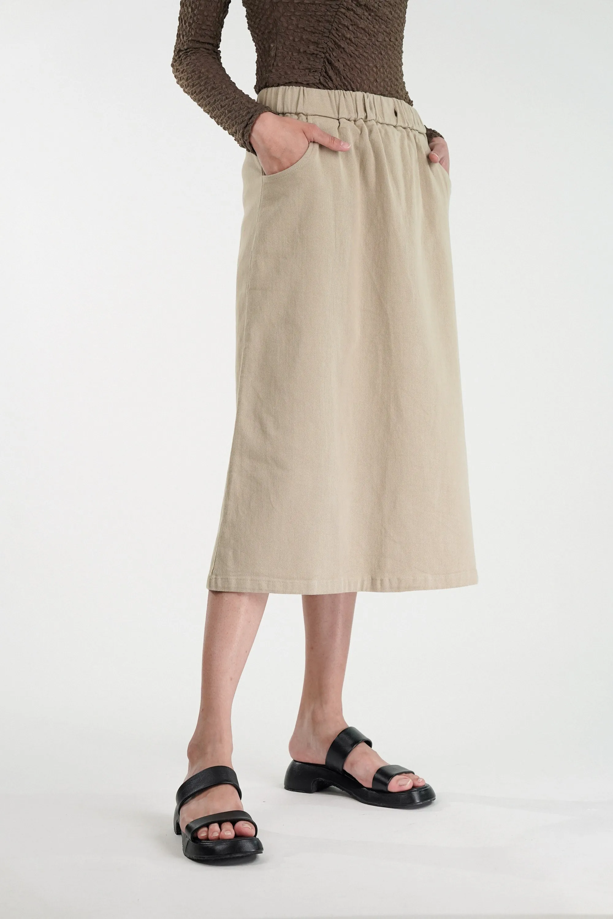 Beige Straight Fit Skirt