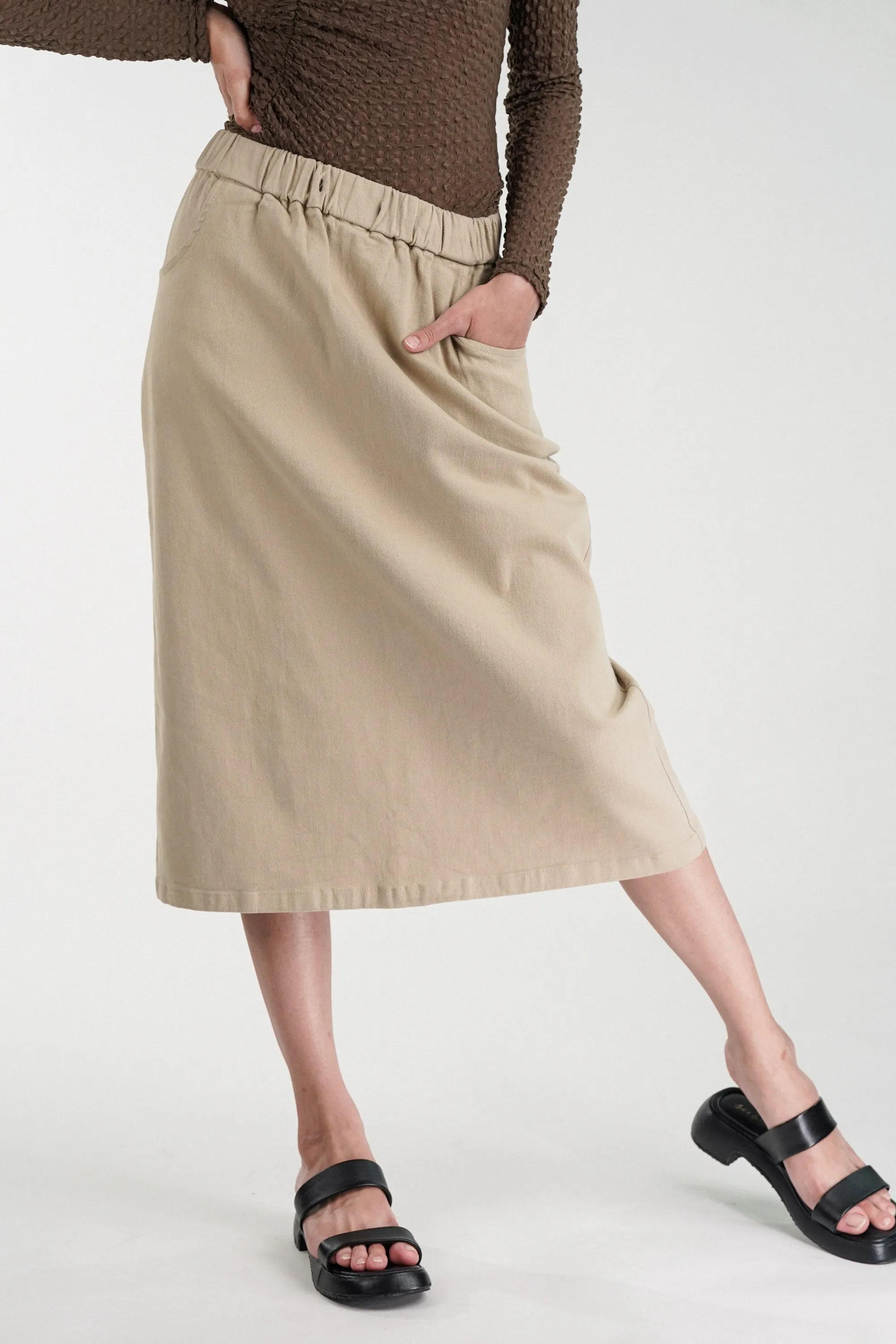 Beige Straight Fit Skirt