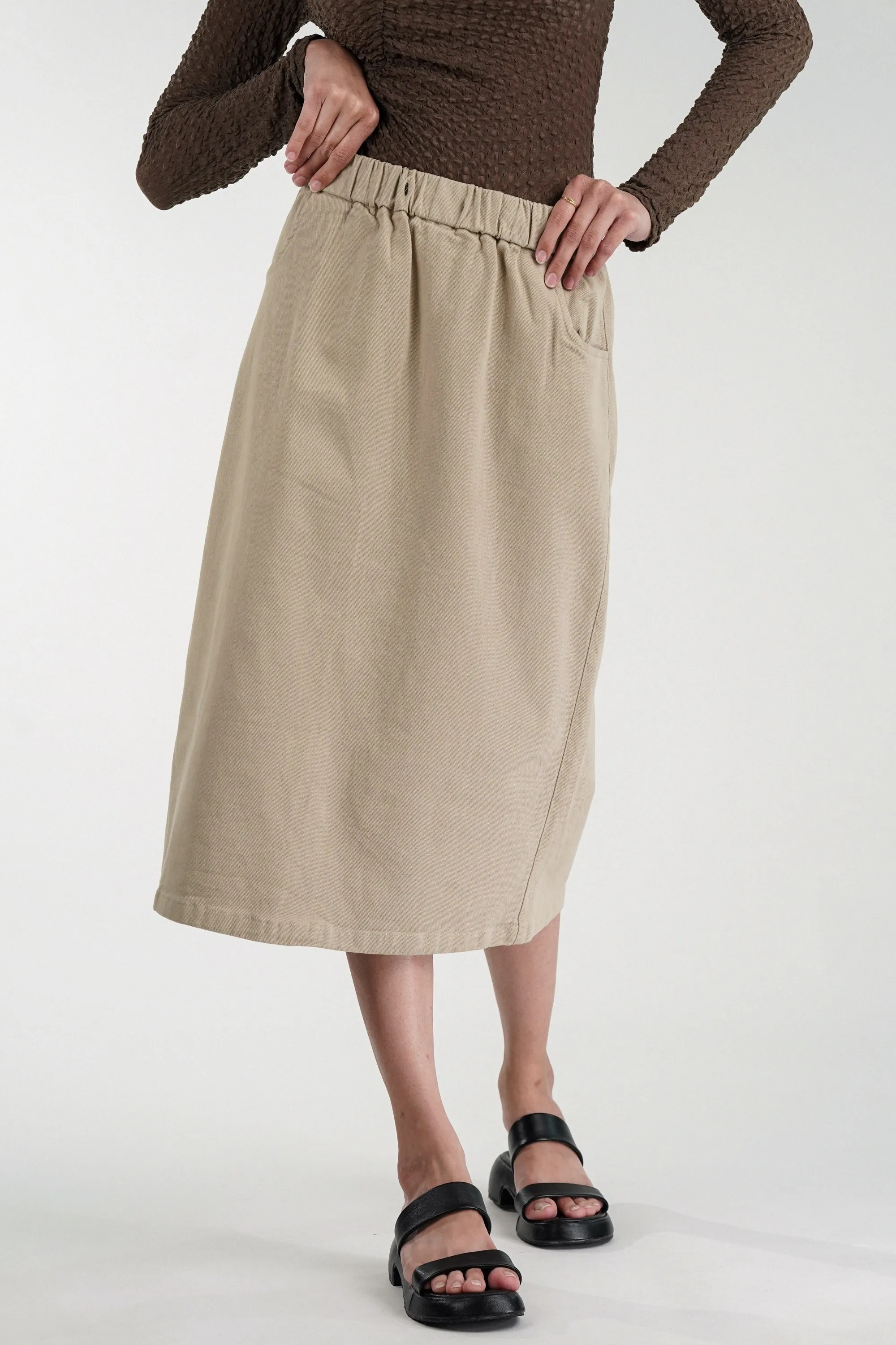 Beige Straight Fit Skirt