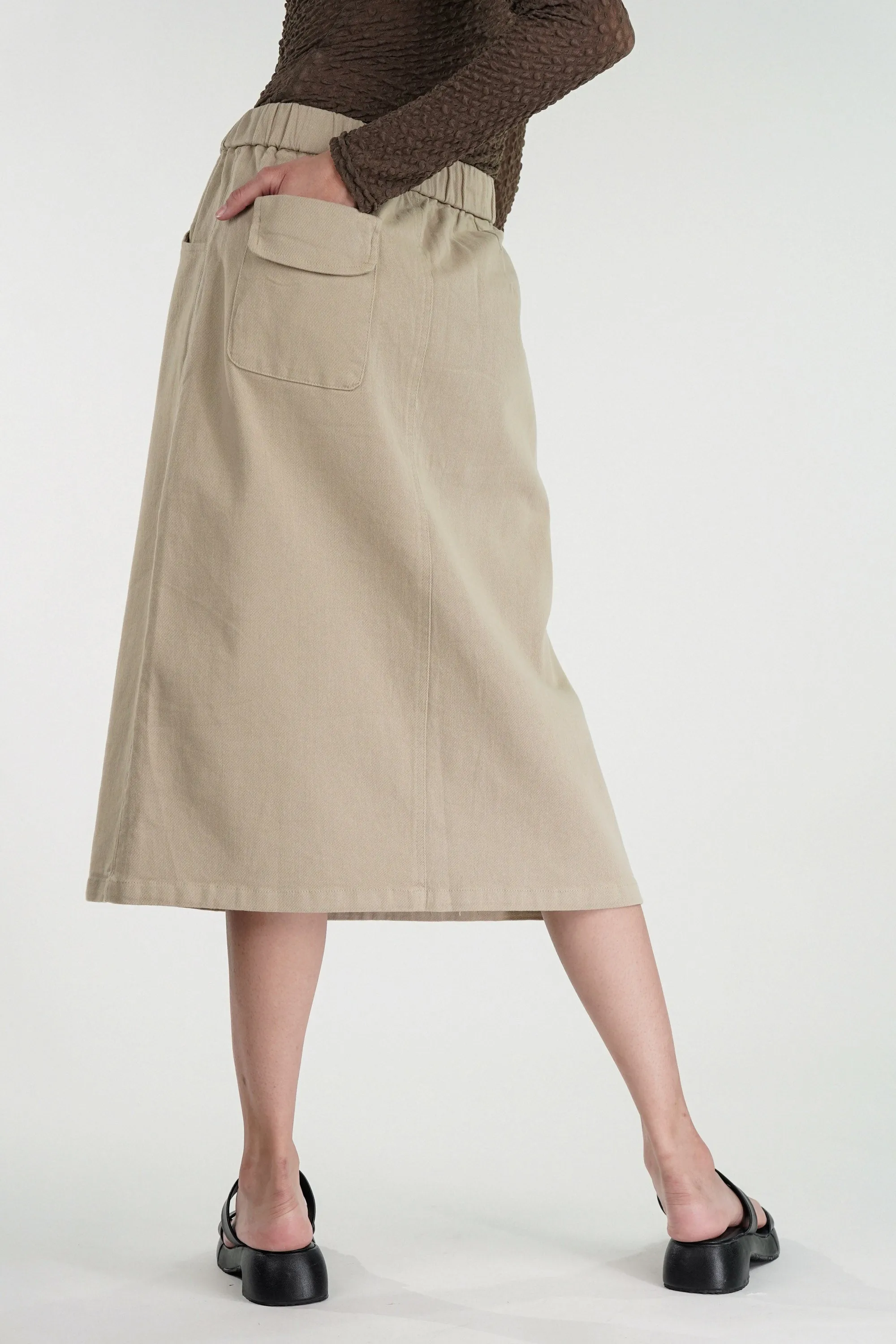 Beige Straight Fit Skirt