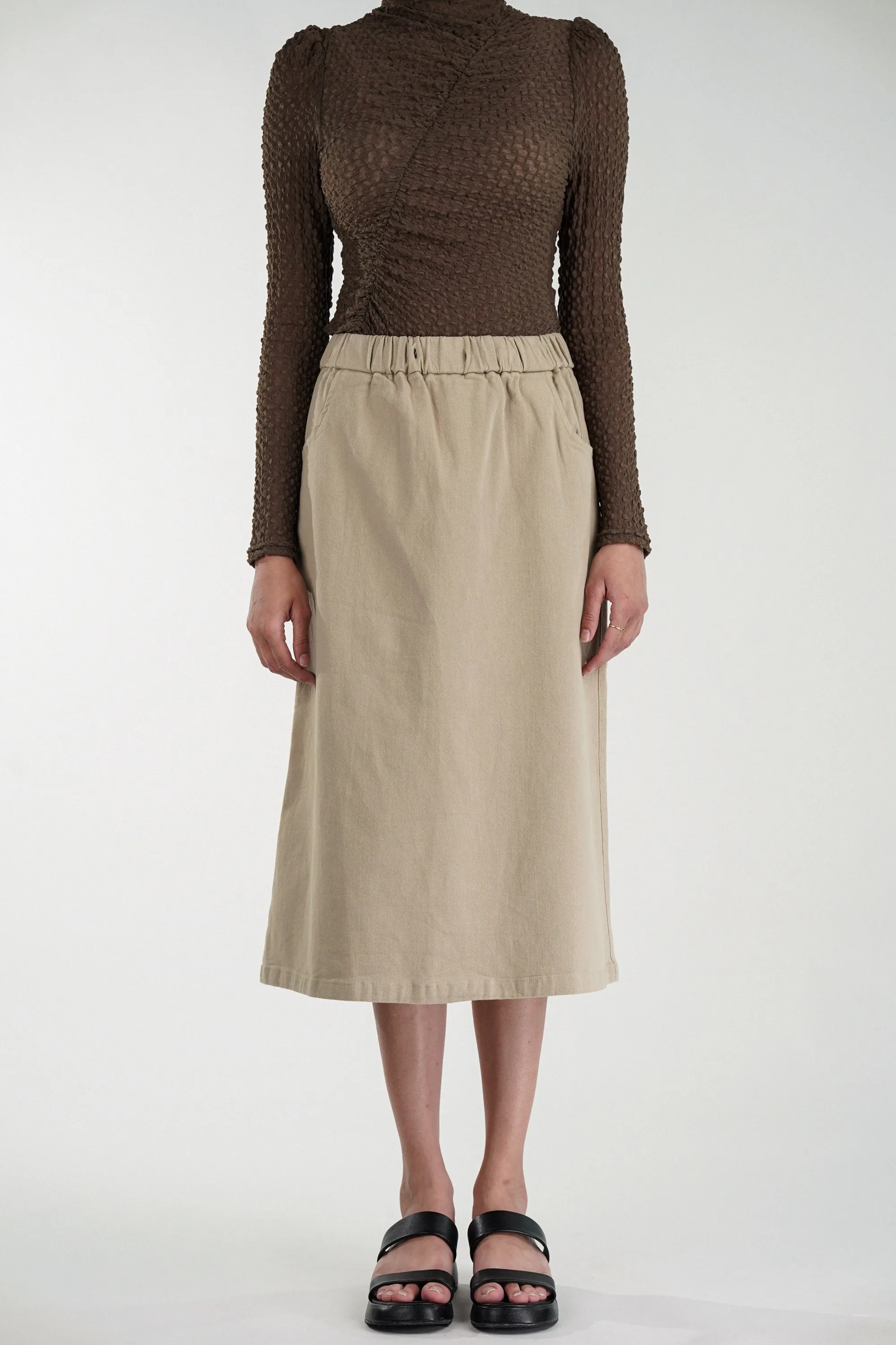 Beige Straight Fit Skirt