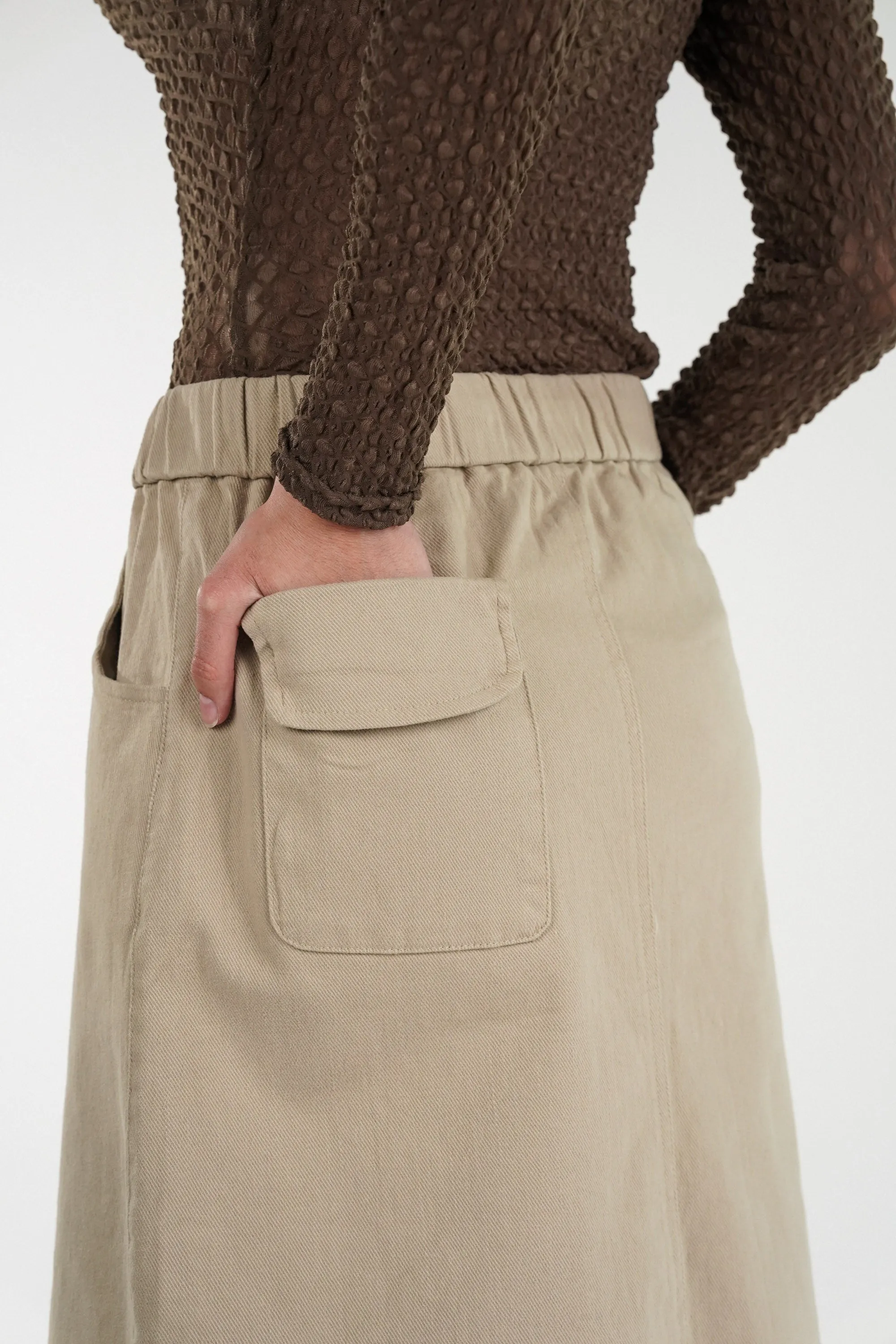 Beige Straight Fit Skirt