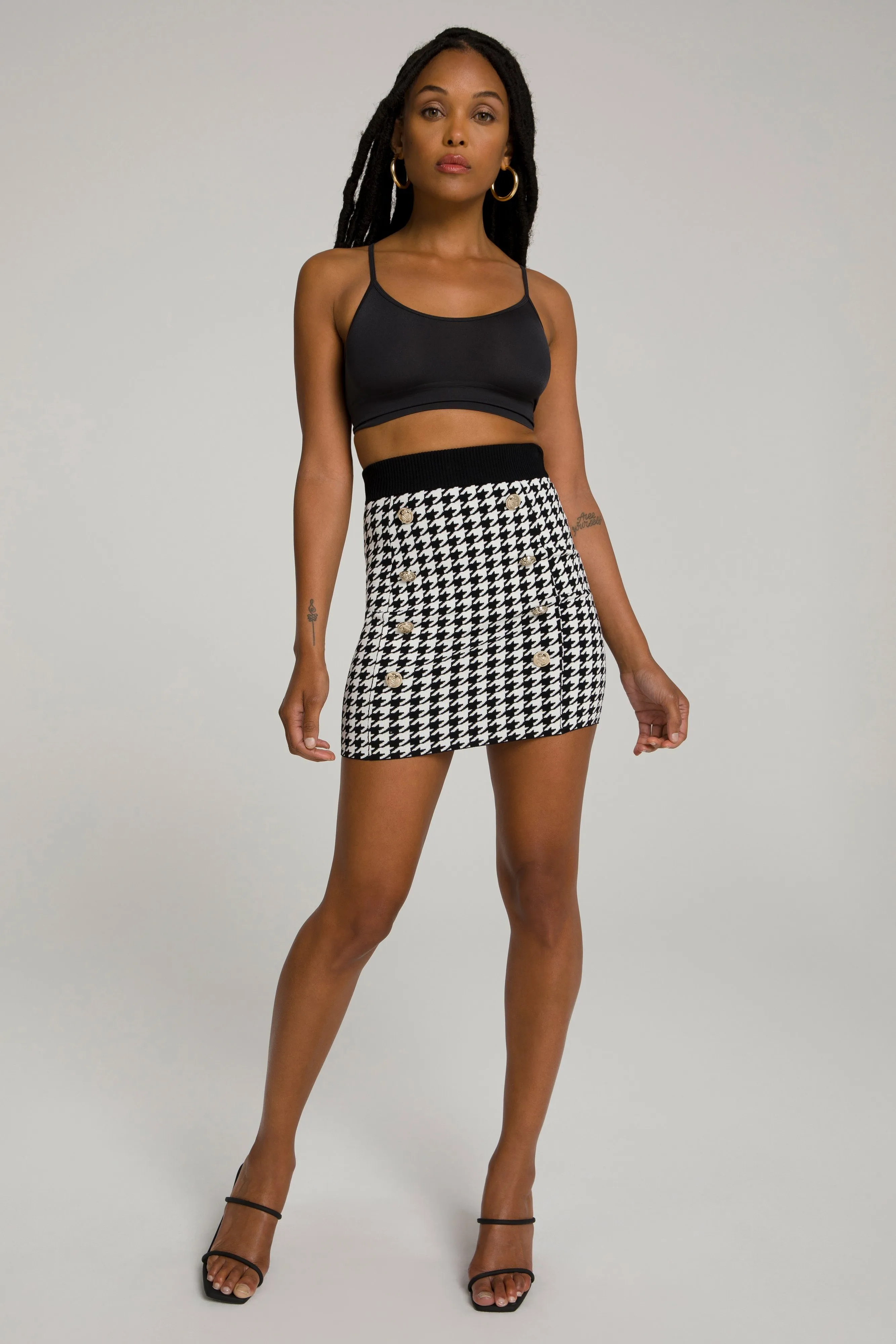 BITTY BUTTONED MINI | HOUNDSTOOTH001