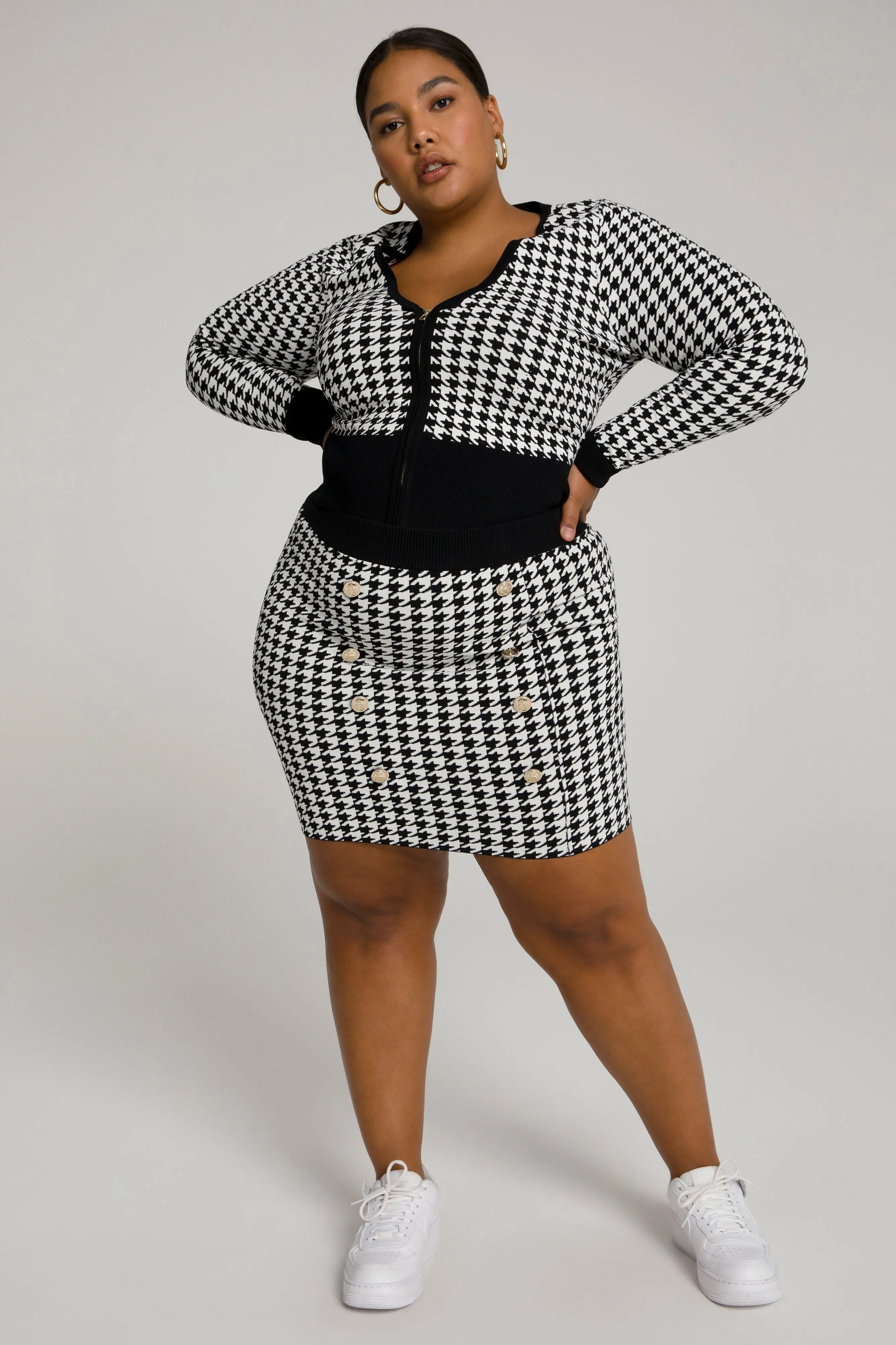 BITTY BUTTONED MINI | HOUNDSTOOTH001