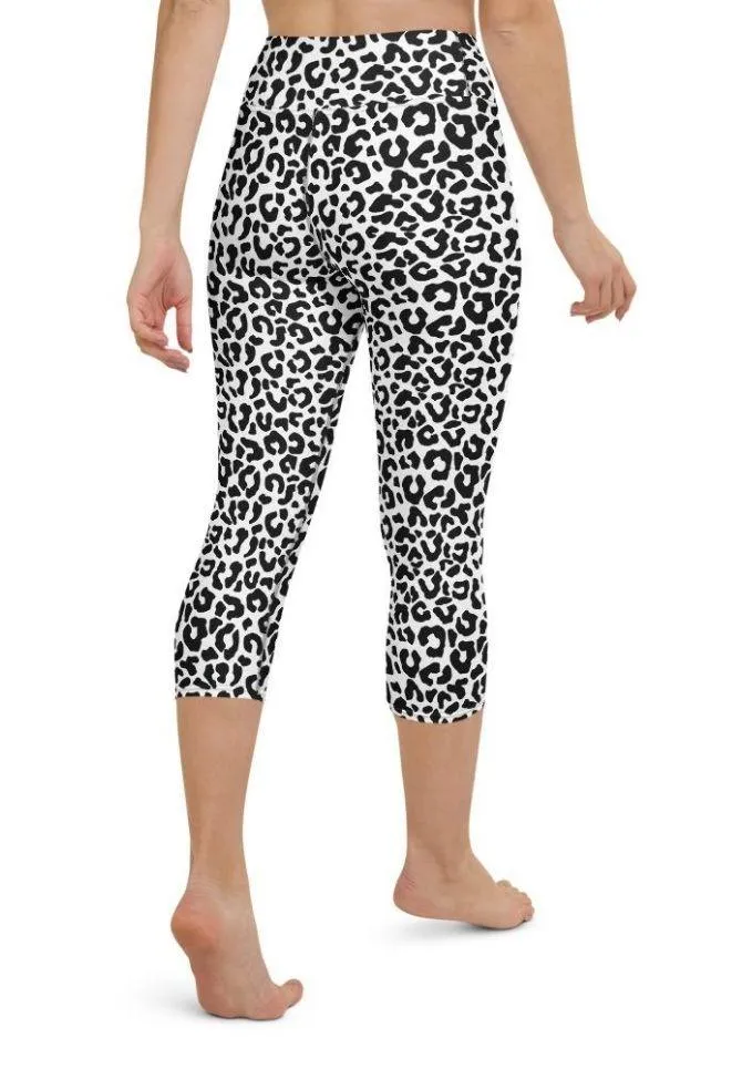 Black & White Leopard Yoga Capris