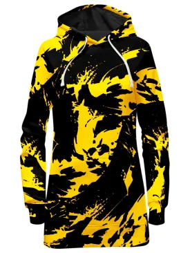 Black and Yellow Paint Splatter Hoodie Dress