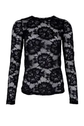 Black Colour - Bcgigi Lace Blouse - Black Flower