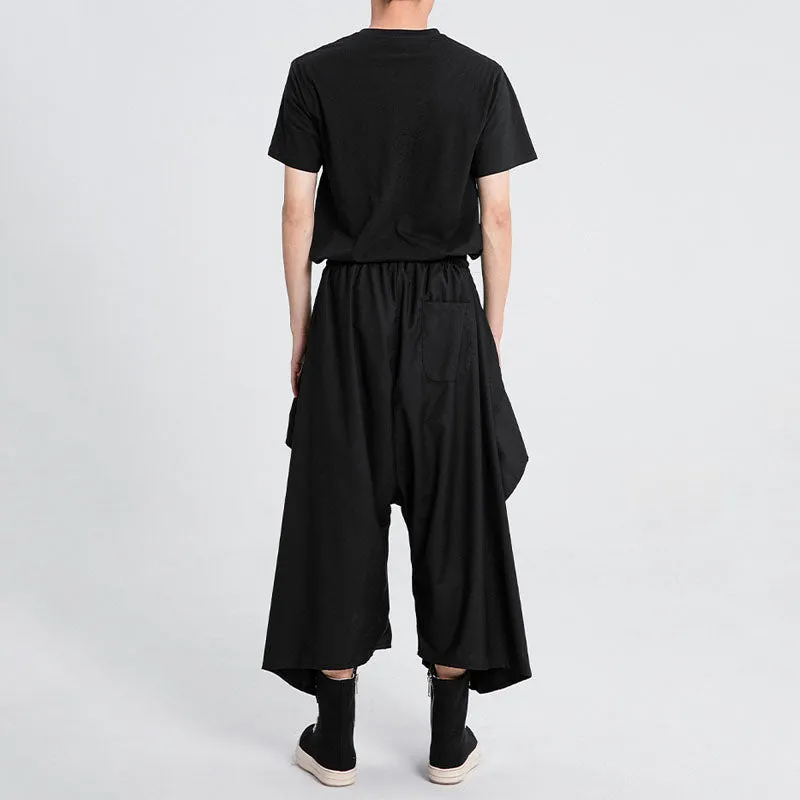 Black Irregular Casual Wide-leg Pants