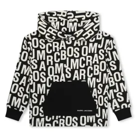 Black Logo Print Hooded Sweatshirt