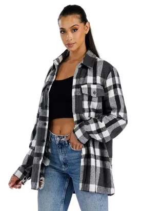 Black Plaid Boyfriend Oversized Soft Flannel Shacket