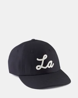 Black Twill Cursive 'La' Field Cap