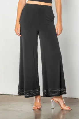 Black Wide Leg Studded Pants