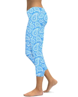 Blue & White Paisley Capris