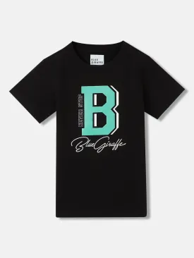 Blue Giraffe Boys Black Printed Round Neck Short Sleeves T-Shirt