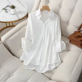 Bohocache Cream Button Down Silky Shirt