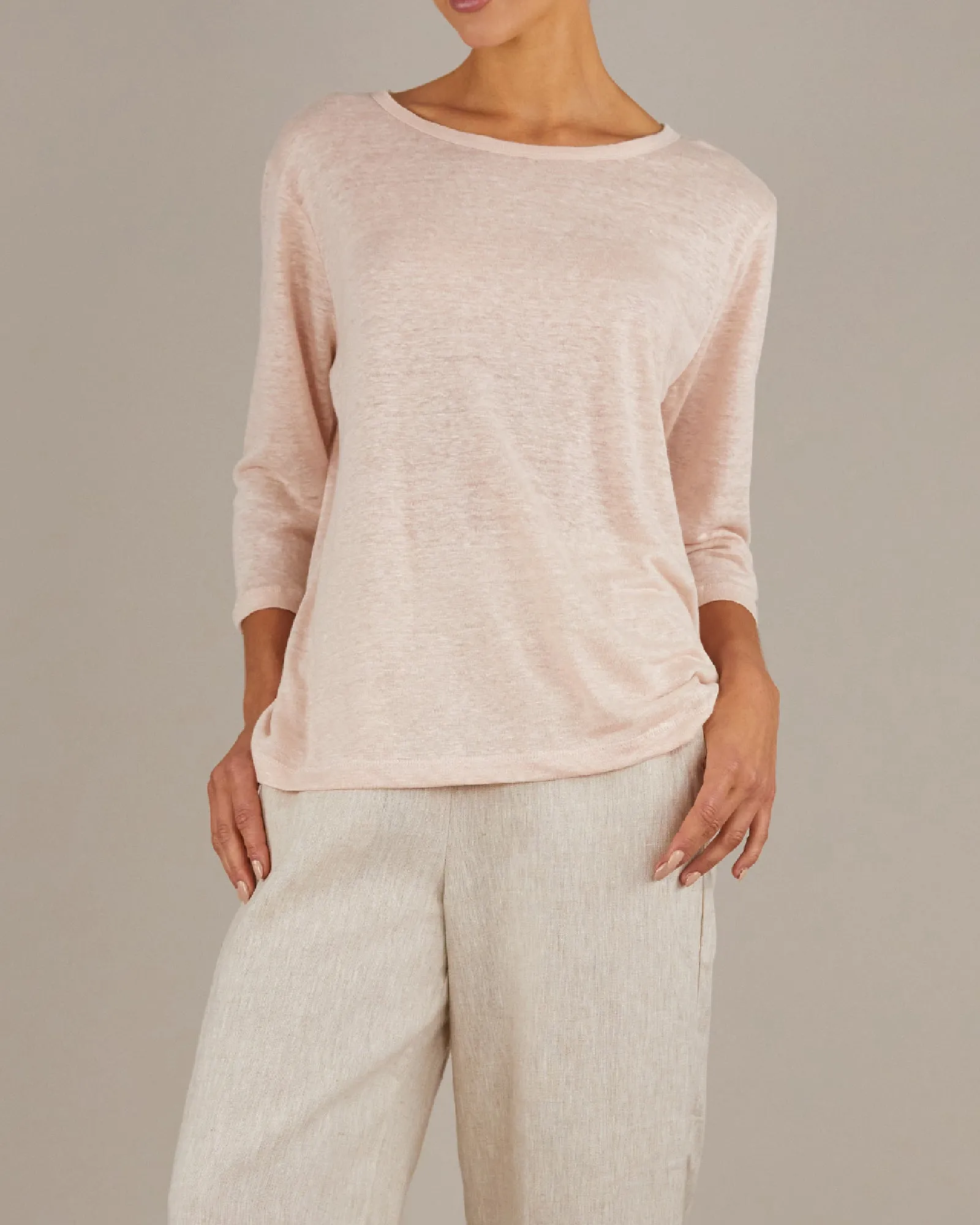 Bronte Linen Jersey Top - Baby Pink