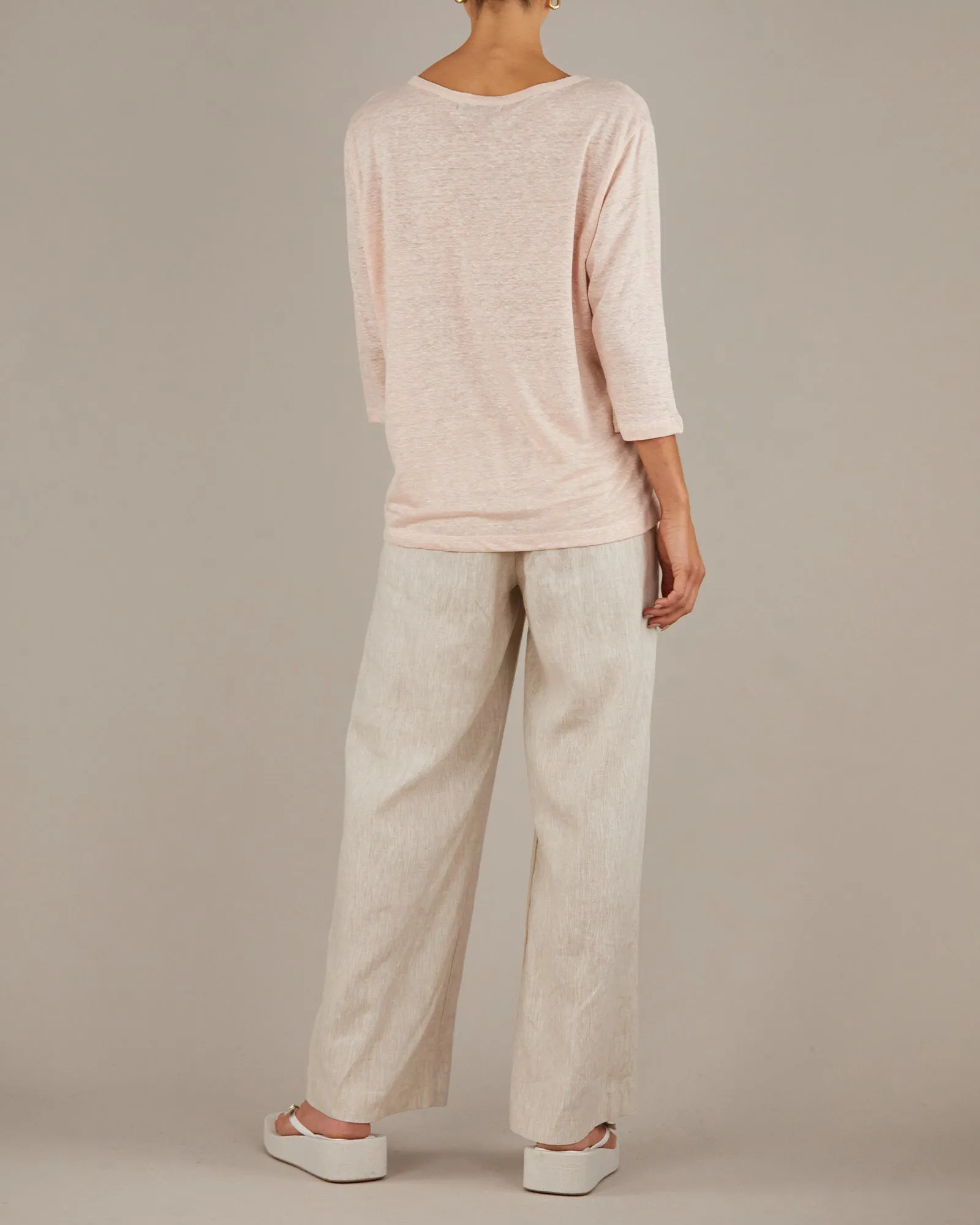 Bronte Linen Jersey Top - Baby Pink