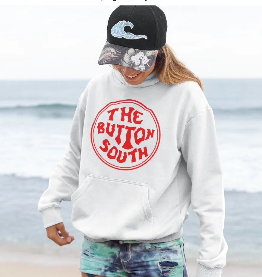 Button South White Hoodie - Adult Sizes