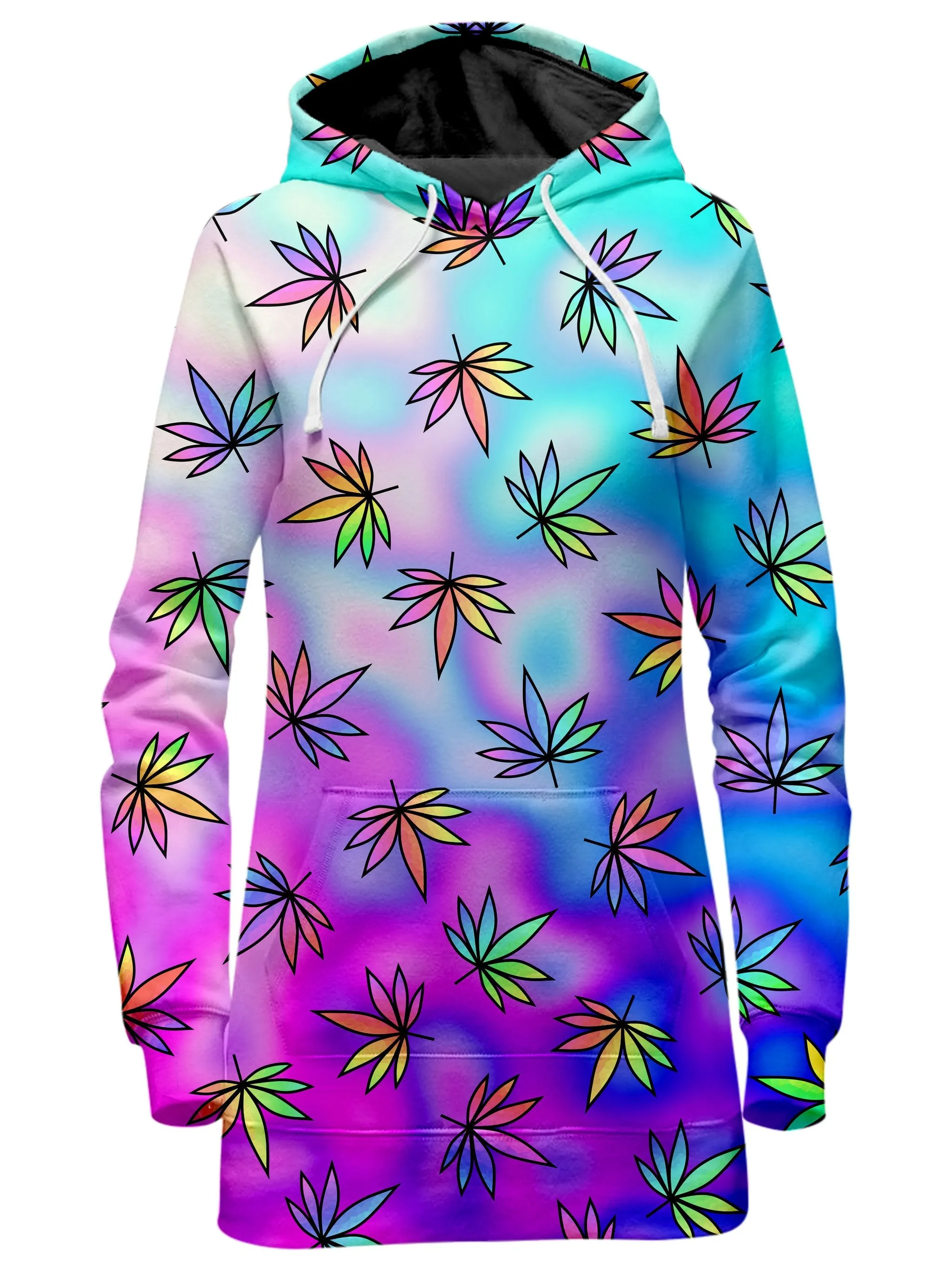 Cascading Marijuana Hoodie Dress