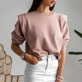 Casual slim women hoodies sweatshirt Pink knitted streetwear