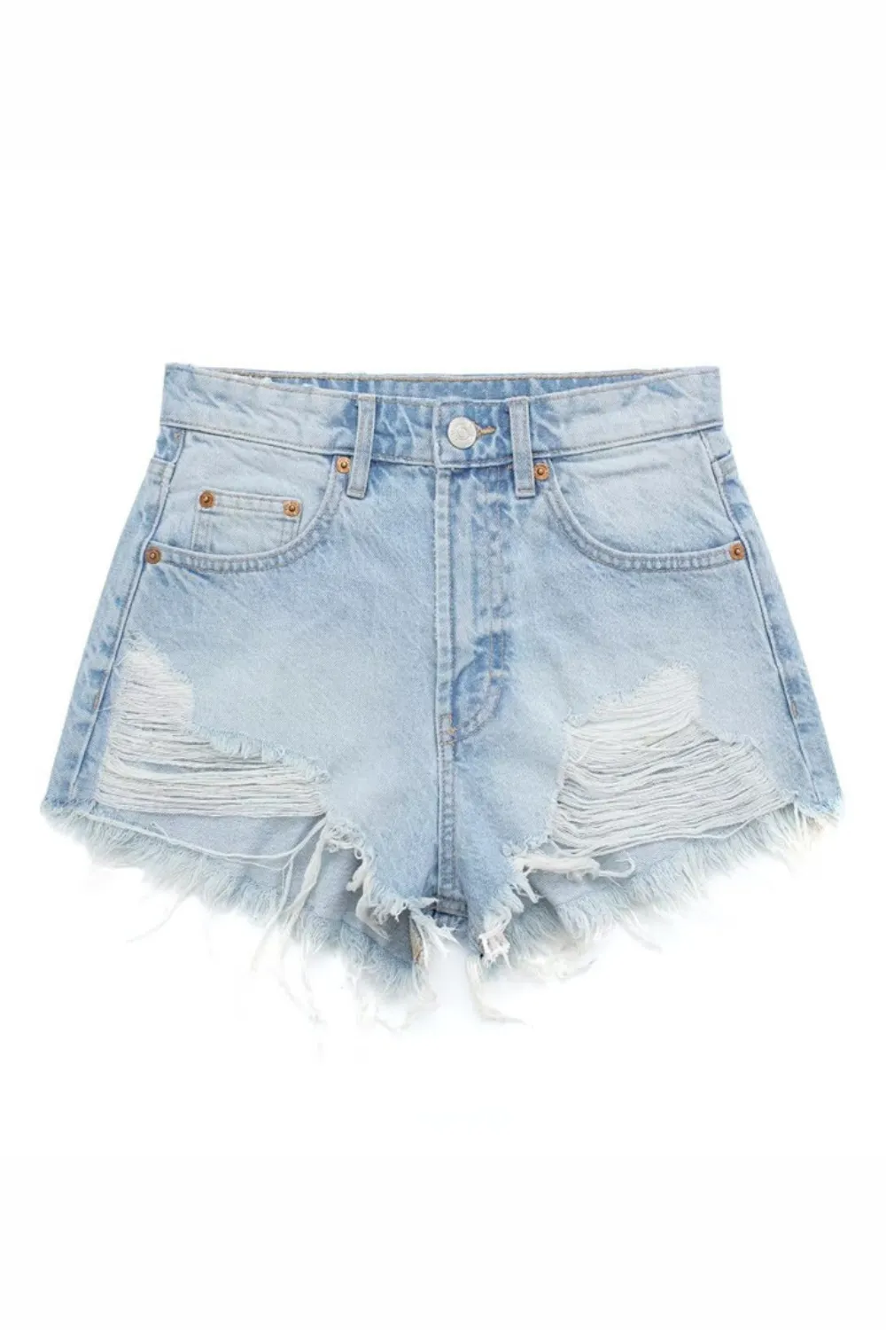 'Cecilia' High Waist Distressed Denim Mini Skirt (2 Colors)