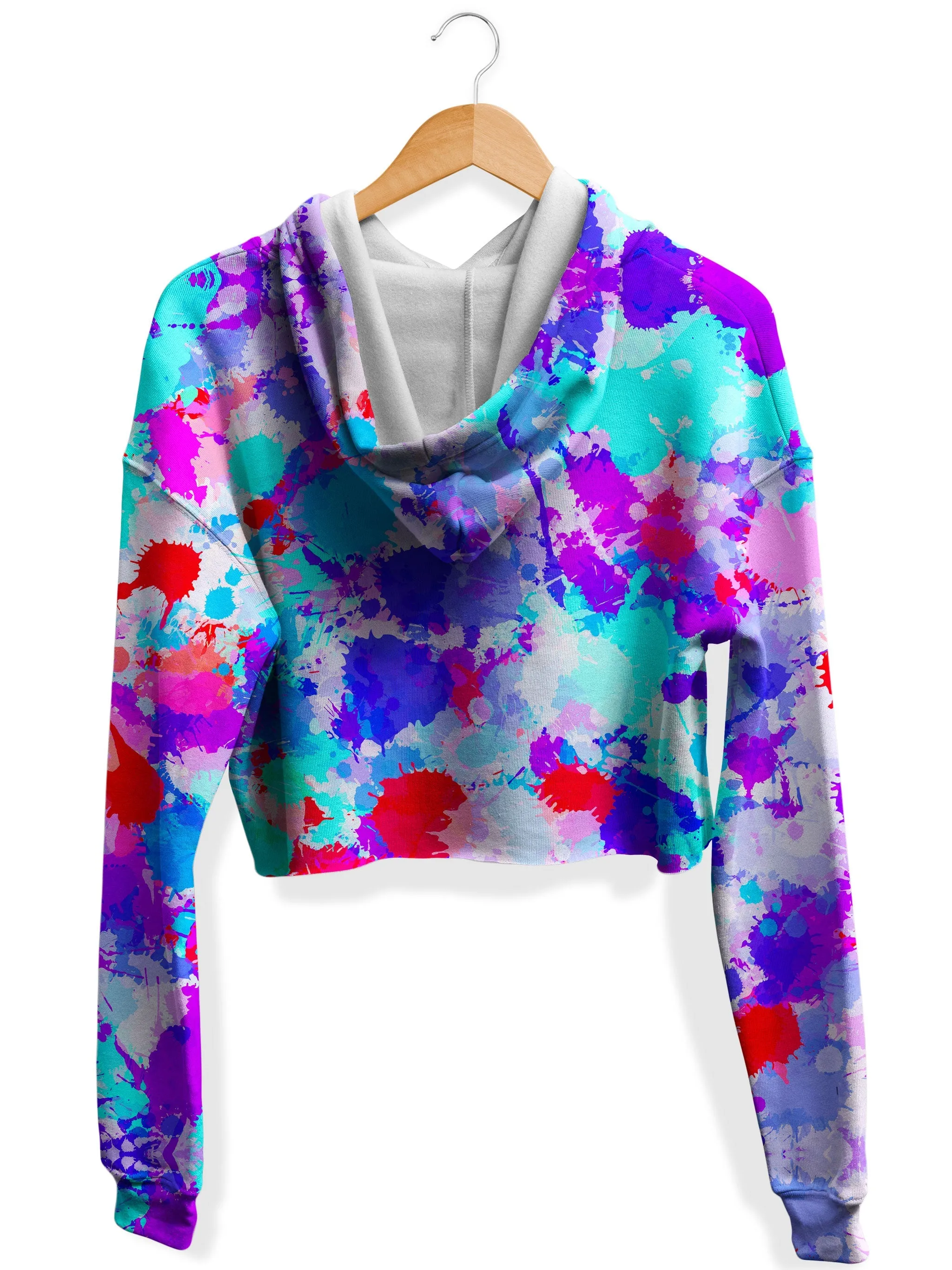 Cherry Frost Paint Splatter Fleece Crop Hoodie