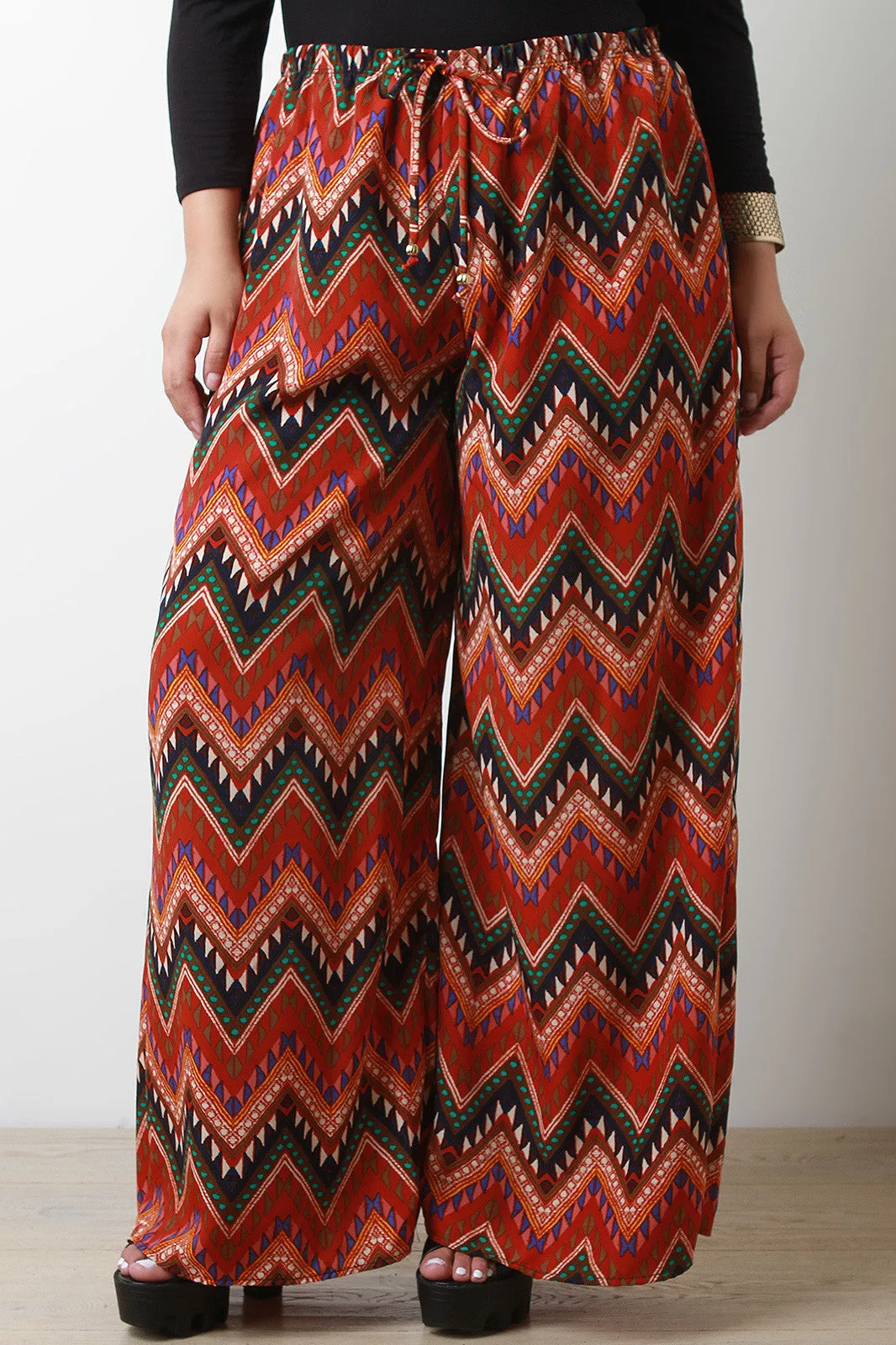 Chevron Tribal Wide Leg Pants