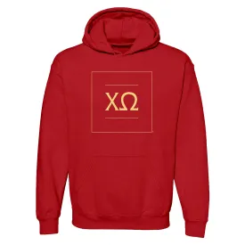 Chi Omega Greek Letter Block Hoodie - Red