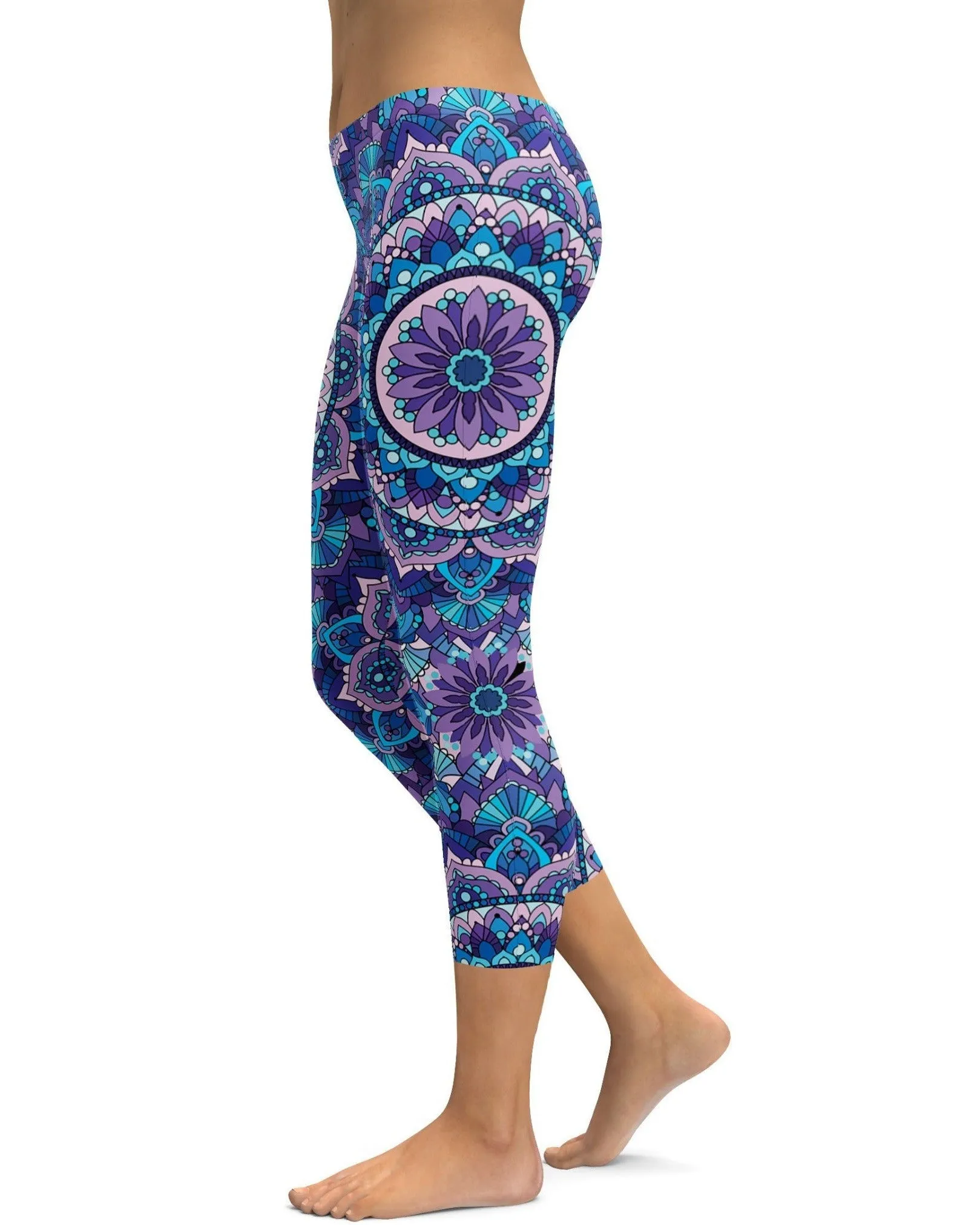 Colorful Blue Mandala Capris