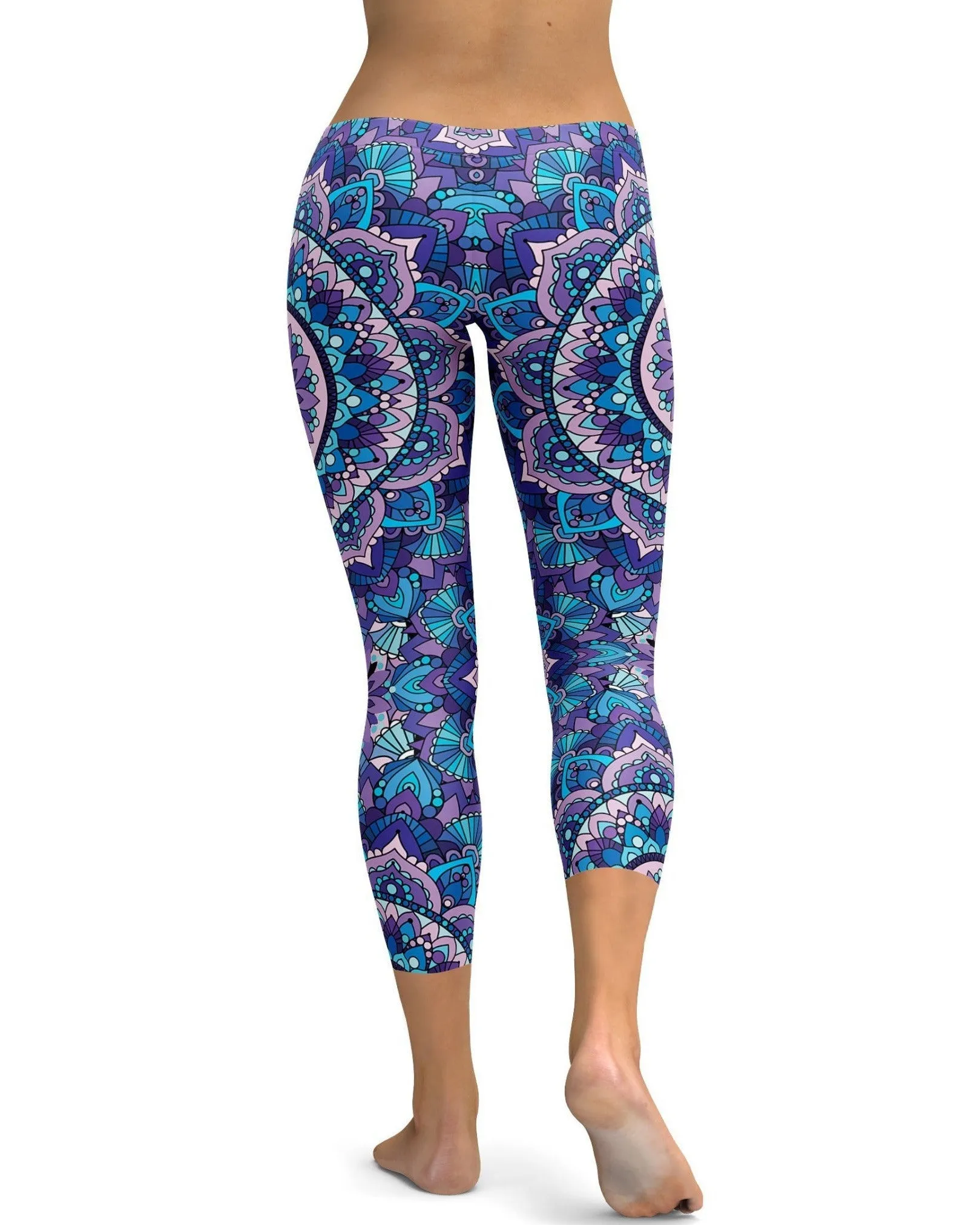 Colorful Blue Mandala Capris